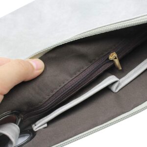 C.C-US Women Oversized Envelope Handbag Soft Leather Clutch Evening Bag Purse with Wrist Strap, Grey, One Size