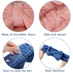 3 Pieces Towel Headbands for Women Makeup Headband for Washing Face Makeup Spa Headband, Microfiber Bowtie Shower Headband for Women(Pink, Blue, White)