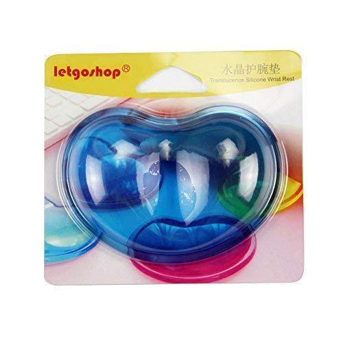 LetGoShop Silicone Gel Wrist Rest Cushion Heart-Shaped Translucence Ergonomic Mouse Pad Cool Hand Pillow Effectively Reduce Wrist Fatigue Pain, Blue