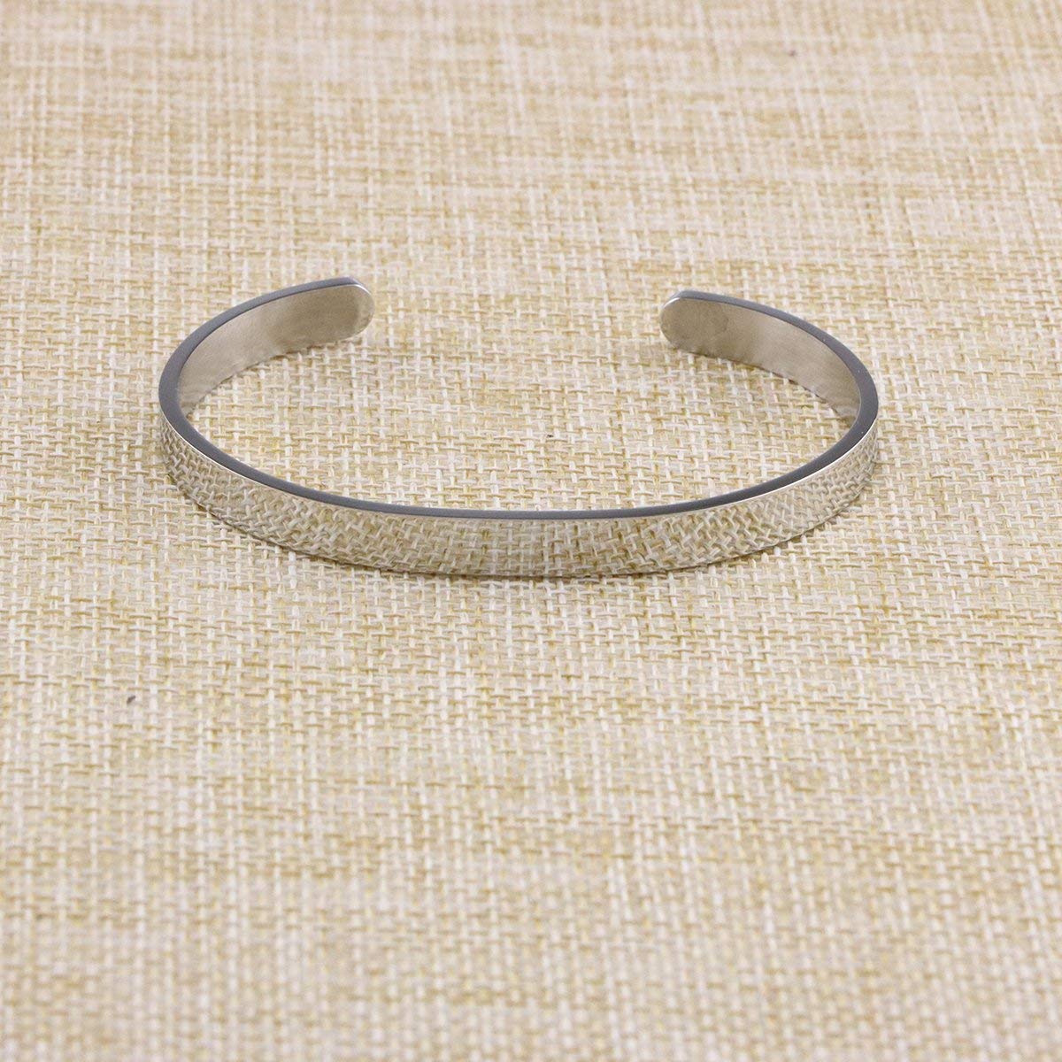 JoycuFF Blank Cuff Bracelet Stainless Steel Jewelry Minimalist Simple Open Bangle Silver