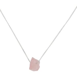 raw rose quartz necklace - gemstone necklace - 925 sterling silver necklace - dainty necklace - rough stone jewelry - pink stone necklace - healing crystal necklace