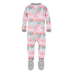 Burt's Bees Baby baby girls Pajamas, Zip Front Non-slip Footed Pjs, 100% Organic Cotton and Toddler Sleepers, Tossed Succulent, 12 Months US