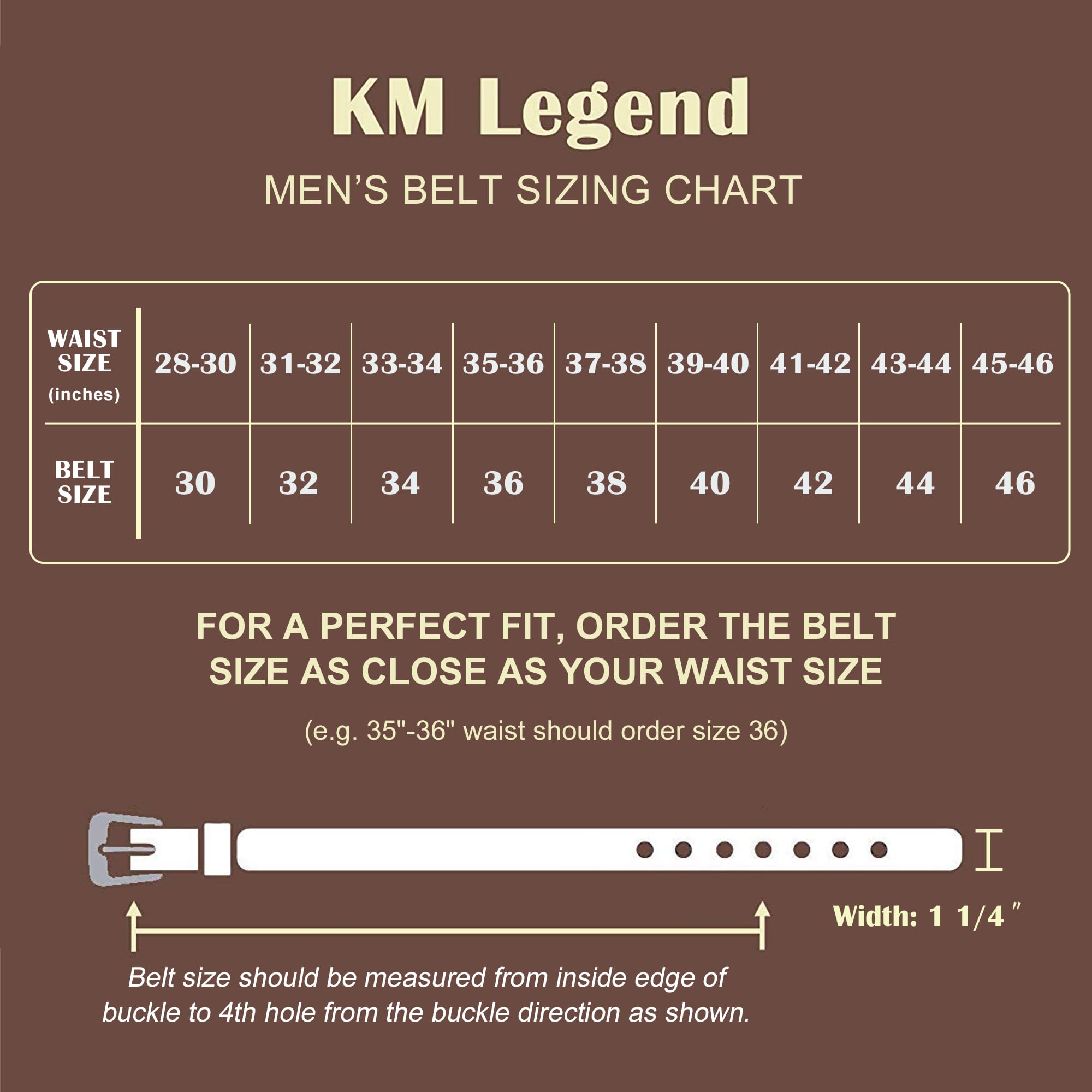 KM Legend Men's Genuine Leather Dress Belt with Premium Quality - Classic & Fashion Design for Work Business and Casual (esBrown, 34)