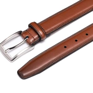 KM Legend Men's Genuine Leather Dress Belt with Premium Quality - Classic & Fashion Design for Work Business and Casual (esBrown, 34)