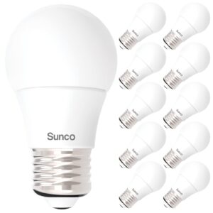 sunco lighting 10 pack a15 led bulb dimmable refrigerator appliance bulbs 8w equivalent 60w 3000k warm white 800 lm, e26 medium base, instant on, super bright, indoor outdoor light - ul