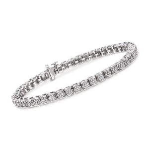 ross-simons 1.00 ct. t.w. diamond cluster tennis bracelet in sterling silver. 7 inches