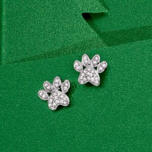 Ross-Simons 0.10 ct. t.w. Diamond Paw Print Stud Earrings in Sterling Silver