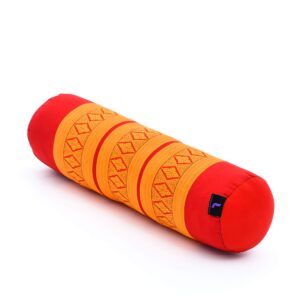 Leewadee Yoga Bolster – Shape-Retaining Cervical Neck Roll, Tube Pillow for Comfortable Reading, Made of Kapok, 20 x 6 x 6 inches, Orange Red