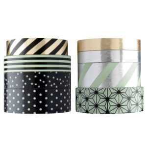 Scotch Expressions Washi Tape Multi Pack, 8 Rolls, Great for Gift Wrapping, Metallic Dots and Stripes Collection