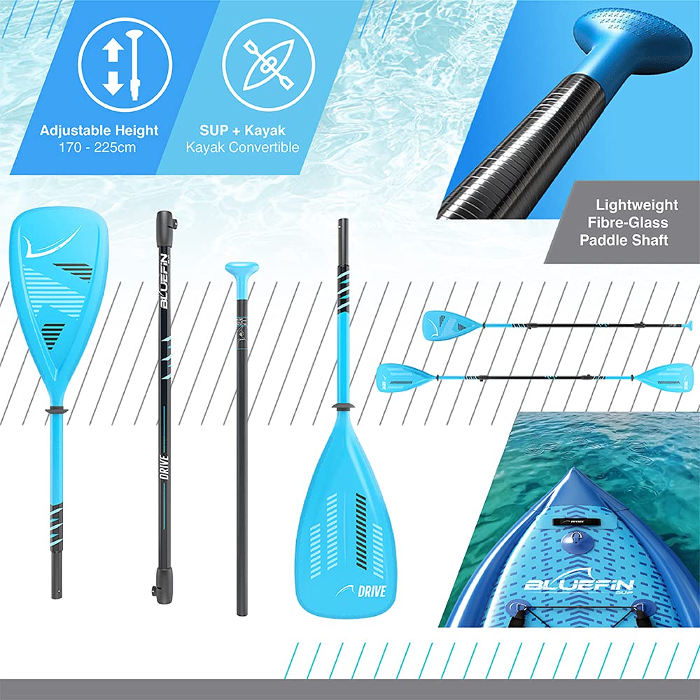 Bluefin SUP Voyage 10’10 Package with Cooler Box | Ultimate Activity Stand Up Inflatable Paddle Board | Added Stability | 20% Extra Width | Side Rails | 2X Fishing Rod Mounts | 5 Year Warranty