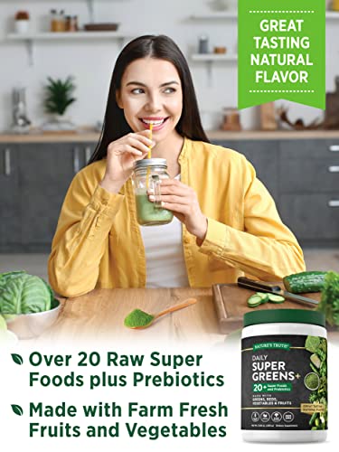 Nature's Truth Super Greens Powder Supplement | Fruit & Vegetables Superfood Blend | Vegan, Non-GMO & Gluten Free Juice & Smoothie Mix | 9.88 oz