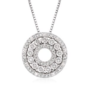 ross-simons 0.21 ct. t.w. diamond circle pendant necklace in sterling silver. 18 inches