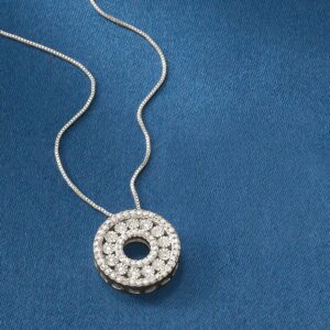 Ross-Simons 0.21 ct. t.w. Diamond Circle Pendant Necklace in Sterling Silver. 18 inches