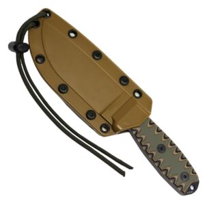 ESEE 4P Survival Fixed Blade Knife, OEM Sawtooth Handle Design, Coyote Brown Sheath