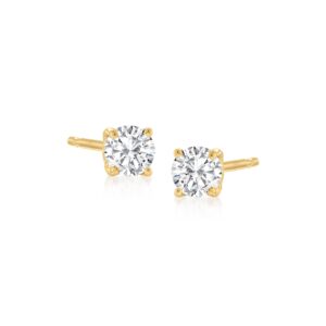 ross-simons 14kt yellow gold round diamond stud earrings i-j color / i2-i3 clarity