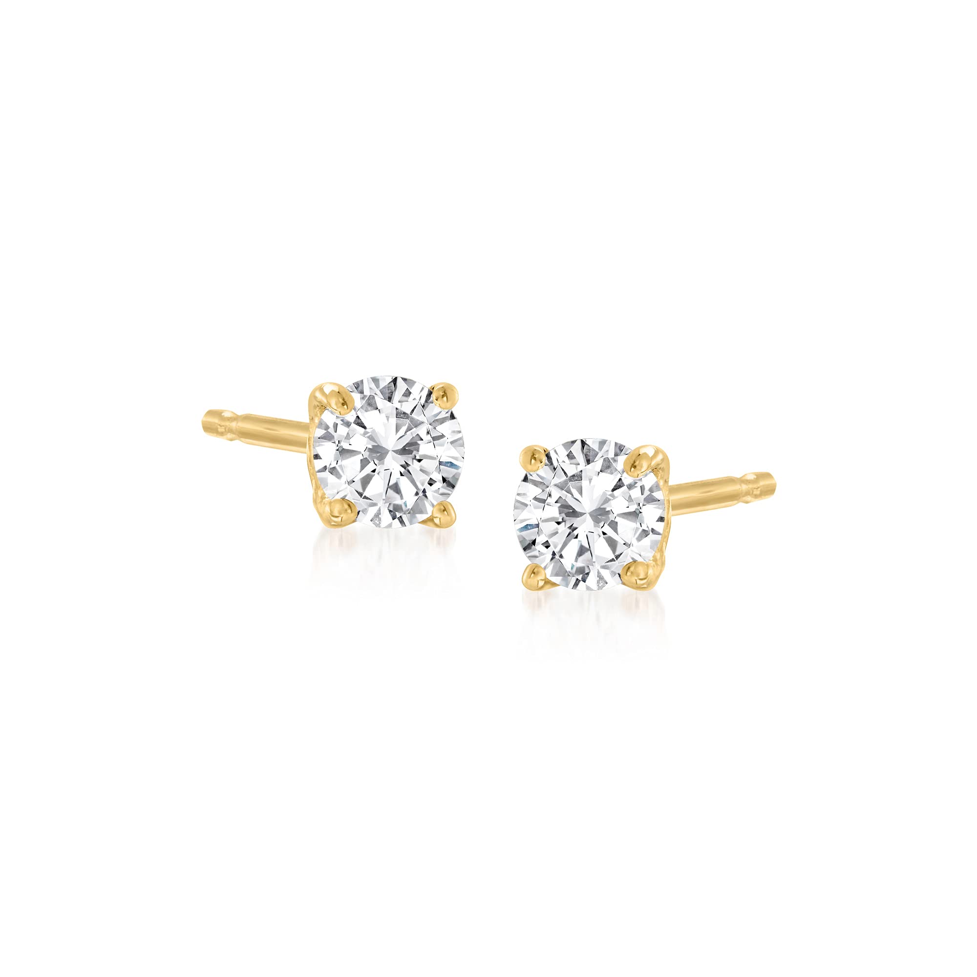 Ross-Simons 14kt Yellow Gold Round Diamond Stud Earrings I-J Color / I2-I3 Clarity