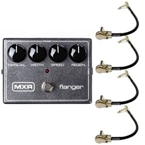 mxr m117r flanger guitar effects pedal bundle with 4 mxr right angle patch cables