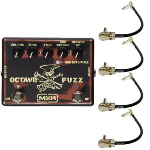 mxr sf01 slash octave fuzz effects pedal bundle with 4 mxr right angle patch cables