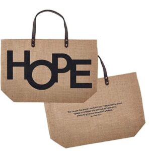 Huge HOPE Religious Quote Jute Beach Tote Bag Shopping Gym Market Weekend Travel