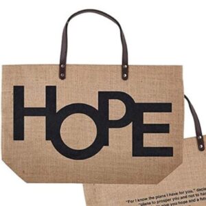 Huge HOPE Religious Quote Jute Beach Tote Bag Shopping Gym Market Weekend Travel