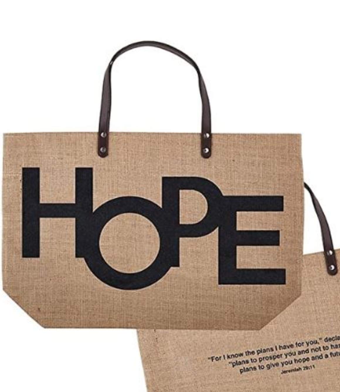 Huge HOPE Religious Quote Jute Beach Tote Bag Shopping Gym Market Weekend Travel