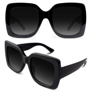 gqueen oversized square frame sunglasses womens retro vintage trendy black shades,s904