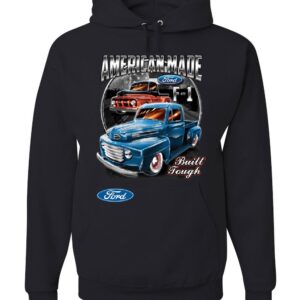 Tee Hunt Ford Pickup Trucks F1 Hoodie American Made Hot Rod Built Tough Sweatshirt Black X-Large