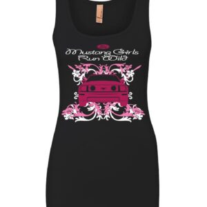 Ford Mustang Girls Run Wild Women's Tank Top Pink American Muscle Car Top Black Large