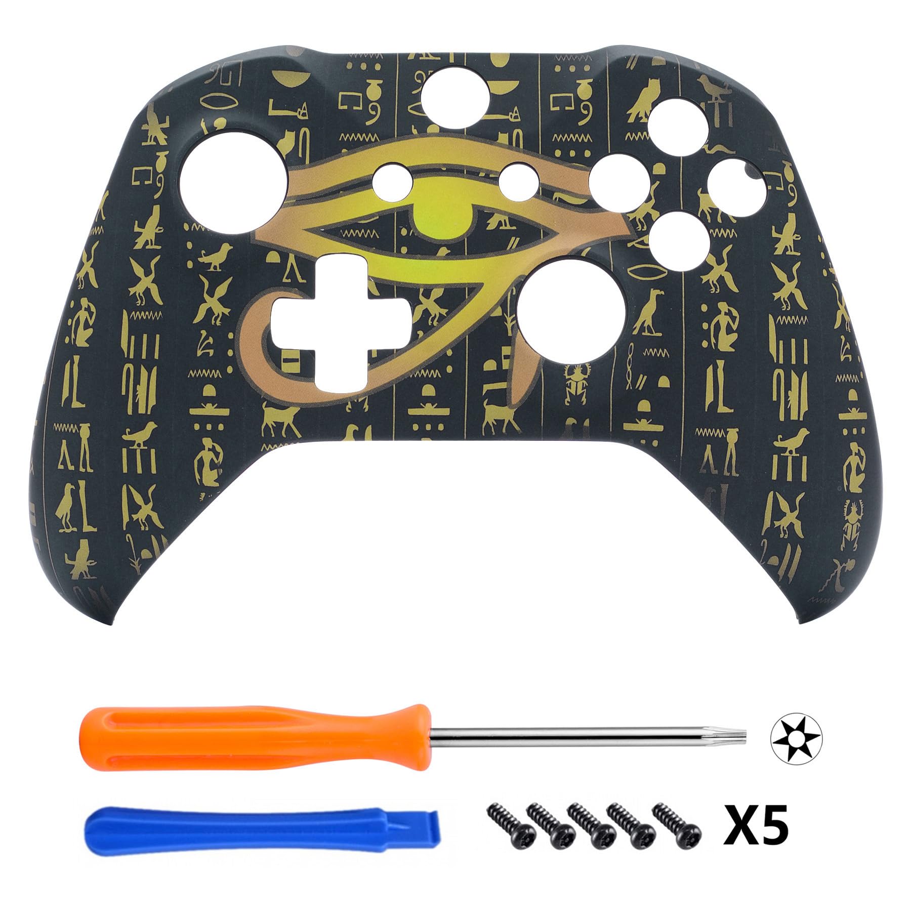 eXtremeRate Eye of Providence Origins Faceplate Cover, Soft Touch Front Housing Shell Case, Comfortable Soft Grip Replacement Kit for Xbox One S & Xbox One X Controller - Controller NOT Included