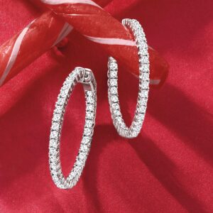 Ross-Simons 3.30 ct. t.w. CZ Inside-Outside Hoop Earrings in Sterling Silver