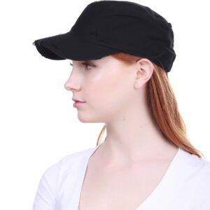 KBETHOS KBK-1466 Cadet Army Cap Basic Everyday Military Style Unisex-Adult, Mens Hat, Black Vintage Distressed