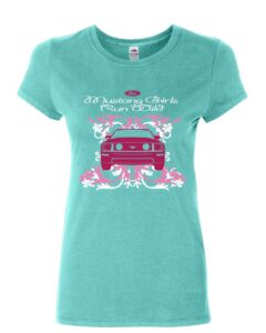 ford mustang girls run wild women's t-shirt pink american muscle car shirt light blue x-large