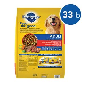 PEDIGREE Complete Nutrition Adult Dry Dog Food Grilled Steak & Vegetable Flavor Dog Kibble, 33 lb. Bag