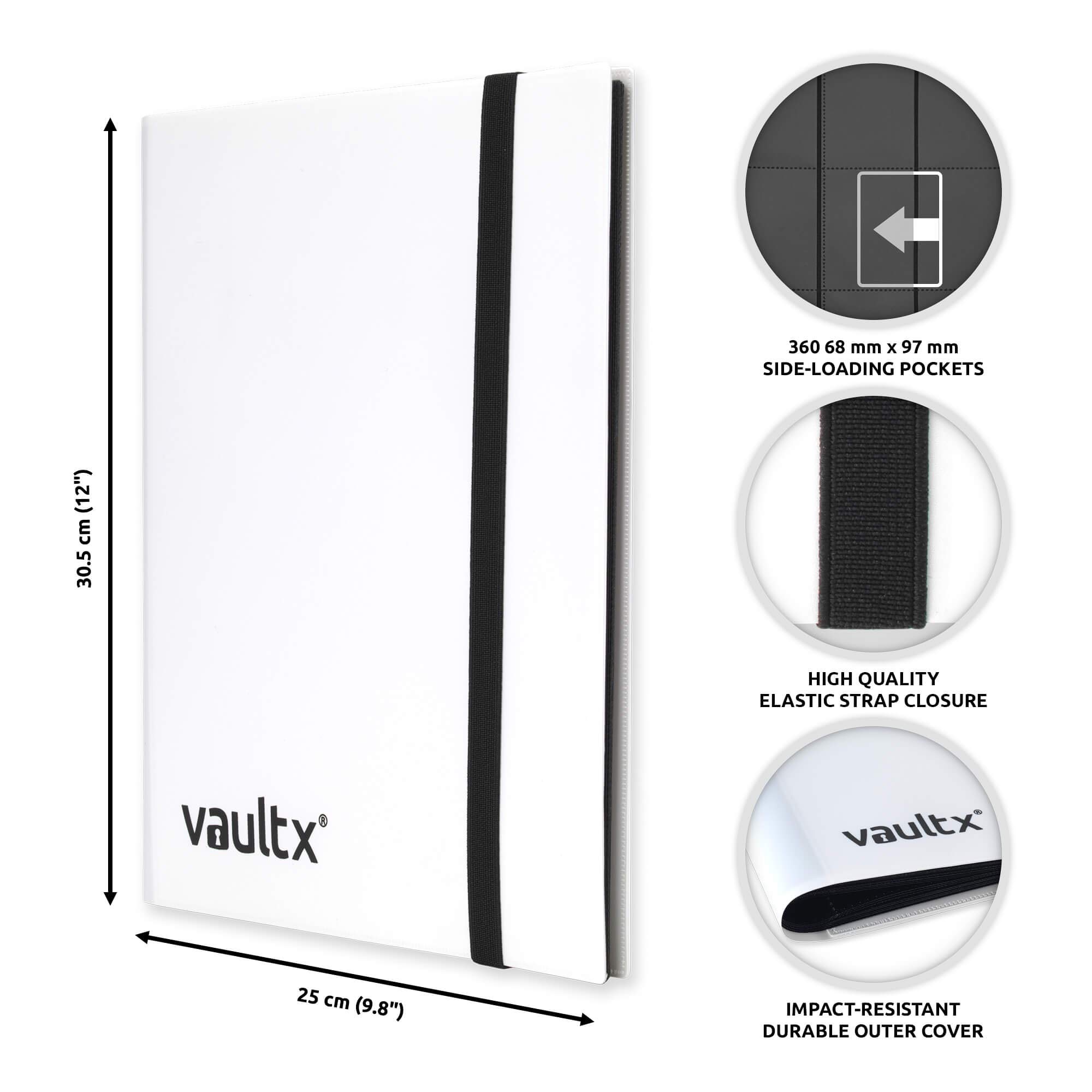 Vault X Binder - 9 Pocket Trading Card Album Folder - 360 Side Loading Pocket Binder for TCG (White)