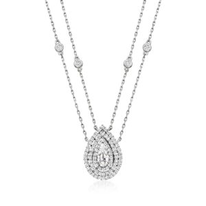 ross-simons 0.90 ct. t.w. cz 2-strand drop necklace in sterling silver. 16 inches