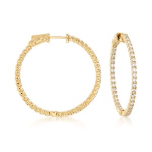 ross-simons 2.00 ct. t.w. cz inside-outside hoop earrings in 18kt gold over sterling