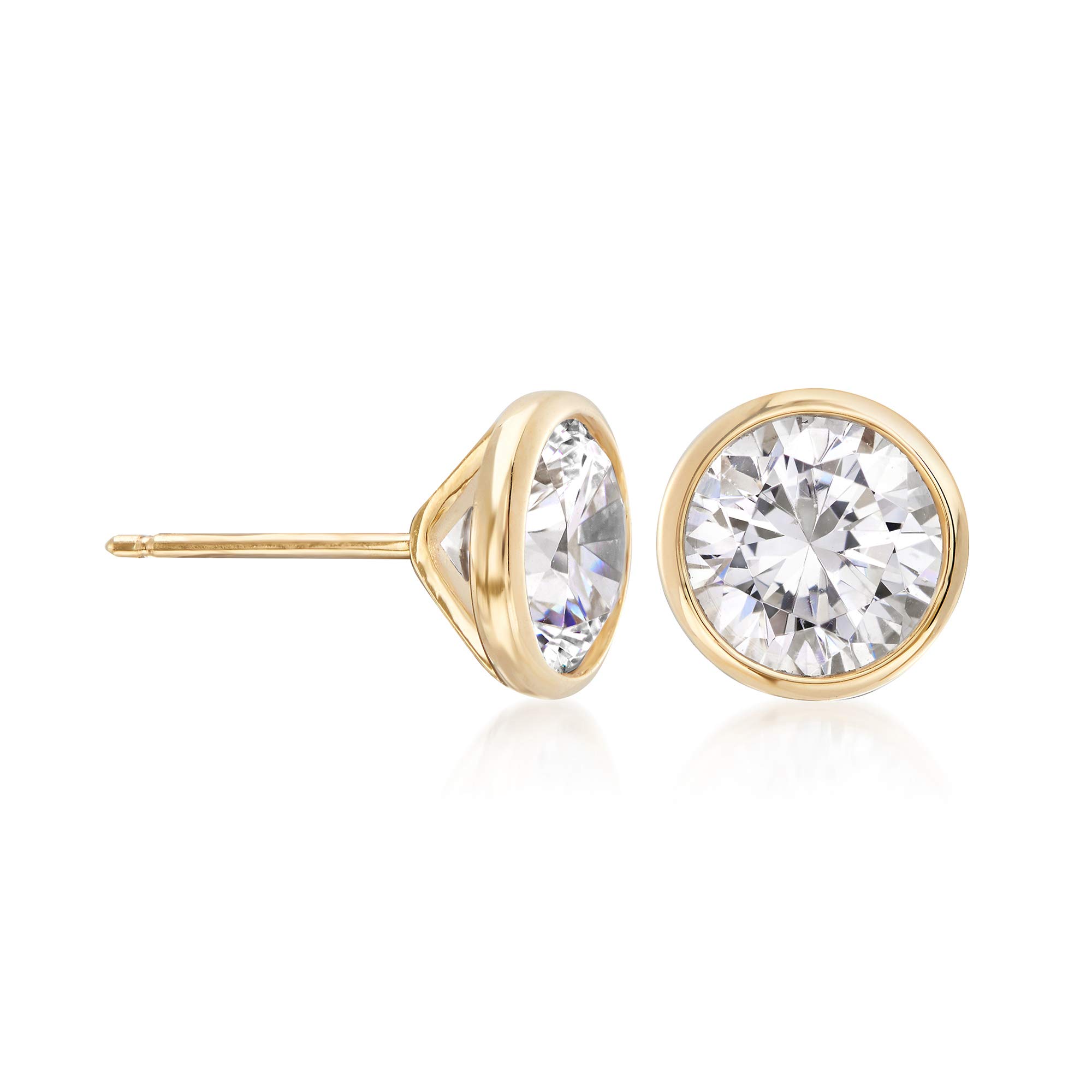 Ross-Simons 3.00 ct. t.w. Bezel-Set CZ Stud Earrings in 14kt Yellow Gold