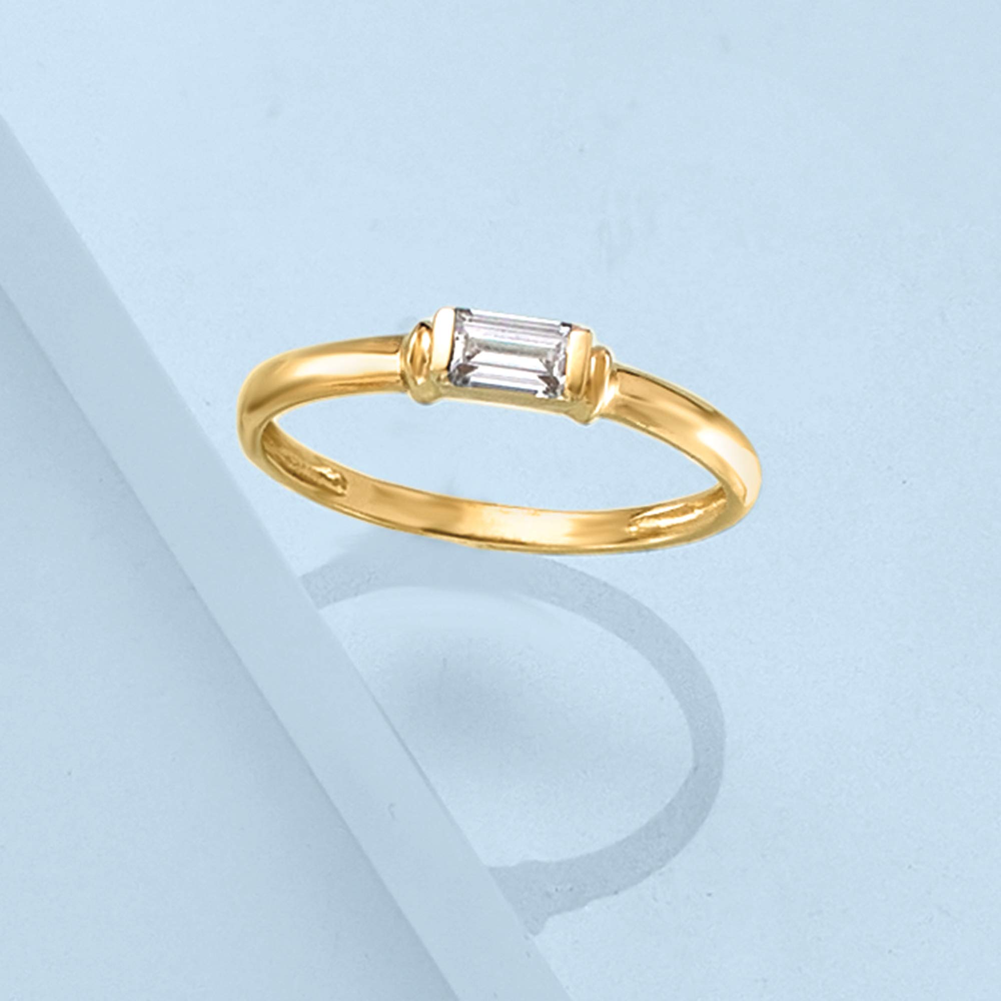 Ross-Simons 0.30 Carat Baguette CZ Solitaire Ring in 14kt Yellow Gold. Size 6