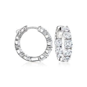 ross-simons 7.00 ct. t.w. cz inside-outside hoop earrings in sterling silver