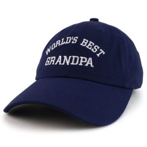 trendy apparel shop world's best grandpa embroidered low profile soft cotton dad hat cap - navy