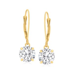 ross-simons 4.00 ct. t.w. cz drop earrings in 14kt yellow gold