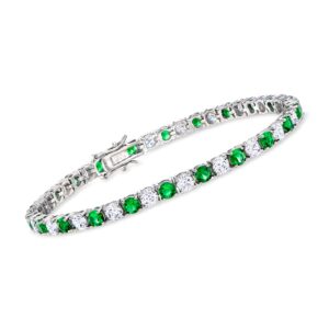 ross-simons 4.35 ct. t.w. simulated gemstone and 4.35 ct. t.w. cz tennis bracelet in sterling silver