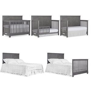 Evolur Belmar Flat 5-in-1 Convertible Crib in Rustic Grey, Features 3 Mattress Height Settings, Greenguard Gold Certified, Made of Kiln-Dried Hardwood