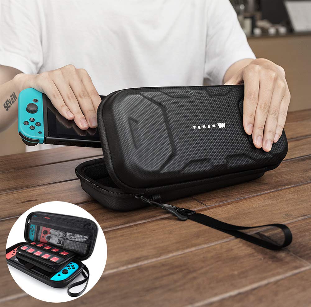 Mumba Carrying Case for Nintendo Switch OLED/Switch, Deluxe Protective Travel Carry Case Pouch for Nintendo Switch Console & Accessories (Black)