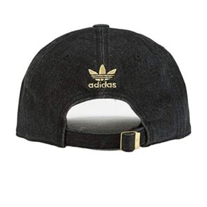 adidas Originals Women's Relaxed Adjustable Strapback Cap, One Size (Black Denim/Gold)