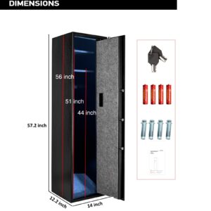 Quicktec Larger and Deeper Rifle Safe, New and Improved Gun Safe for 5-6 Rifles and Shotguns for Home, Quick Access Gun Storage Cabinet (w or w/o Scope) with Pistol Lockbox Silent Mode