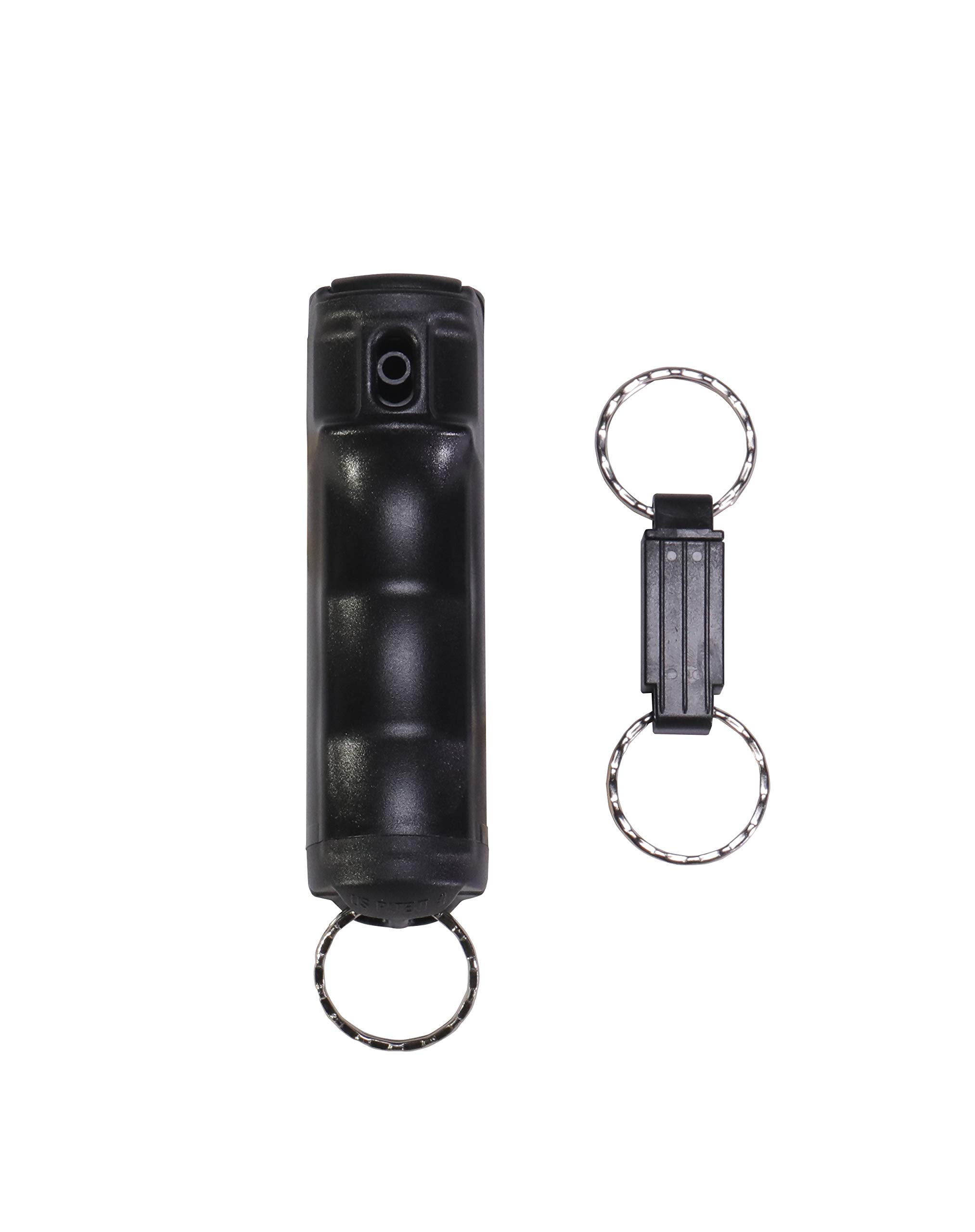 VEXOR Pepper Spray GEL—Police Strength—Flip-Top Grip—Black Case & Finger Grip—Quick Release Key Ring—20+ Shots—10-12 Ft. Range