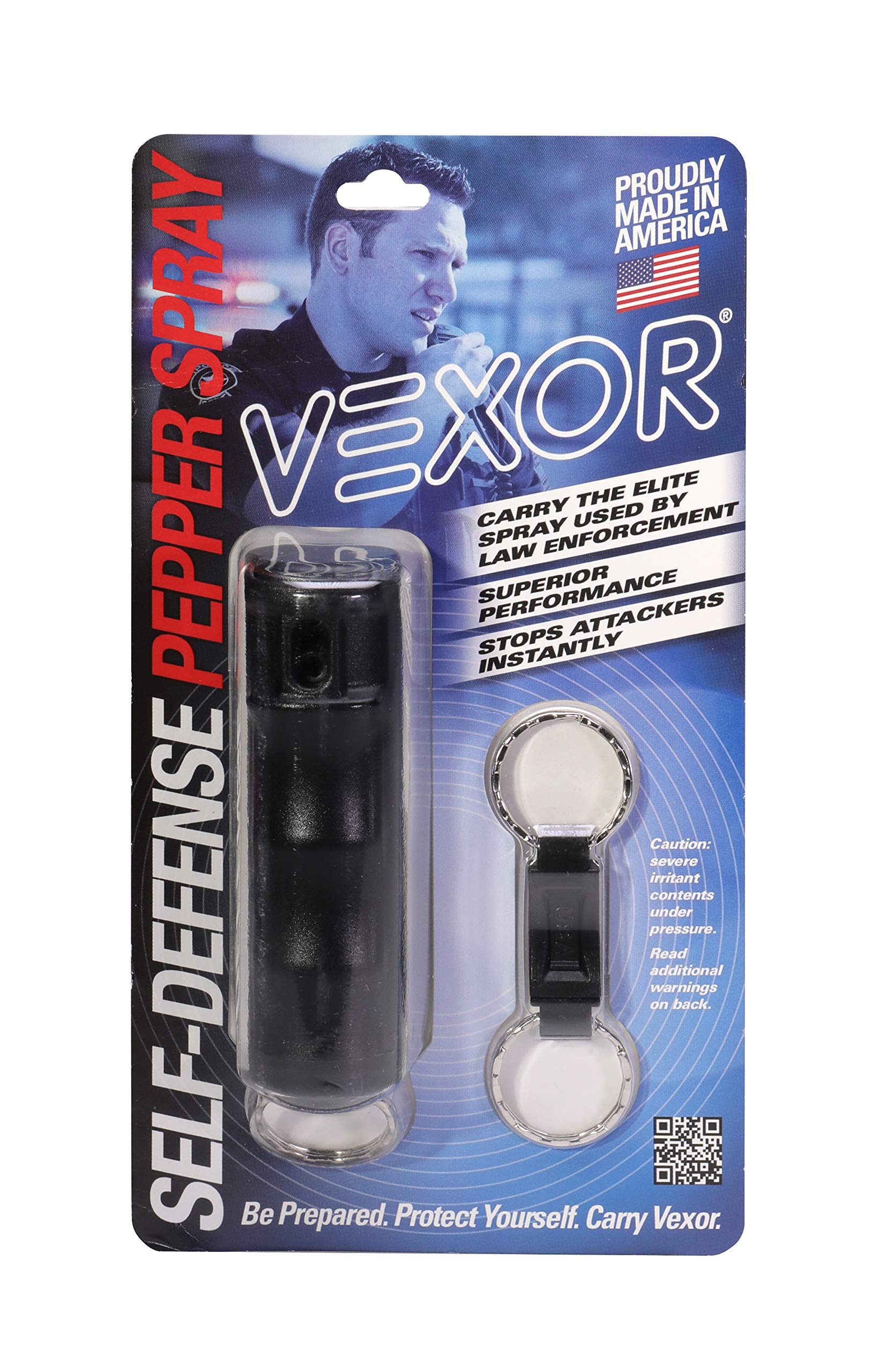 VEXOR Pepper Spray GEL—Police Strength—Flip-Top Grip—Black Case & Finger Grip—Quick Release Key Ring—20+ Shots—10-12 Ft. Range