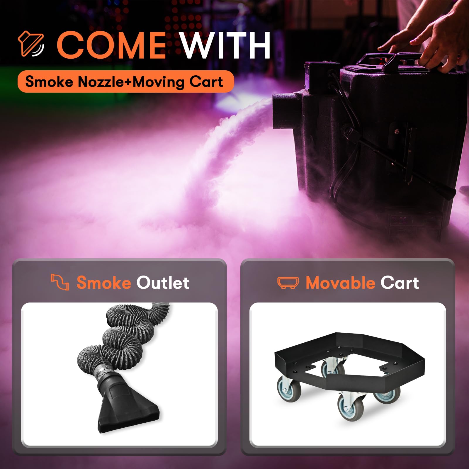 MOKA SFX 2000w Dry Ice Low Lying Fog Machine Effect with Tube for Indoor Outdoor Stage Wedding Party Club