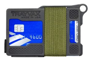 trayvax armored summit wallet, rfid front pocket metal credit card holder with money clip, slim minimalist wallet for men and women, od green